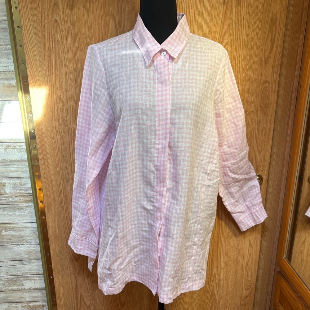Pink Gingham Button Down Shirt - image 2